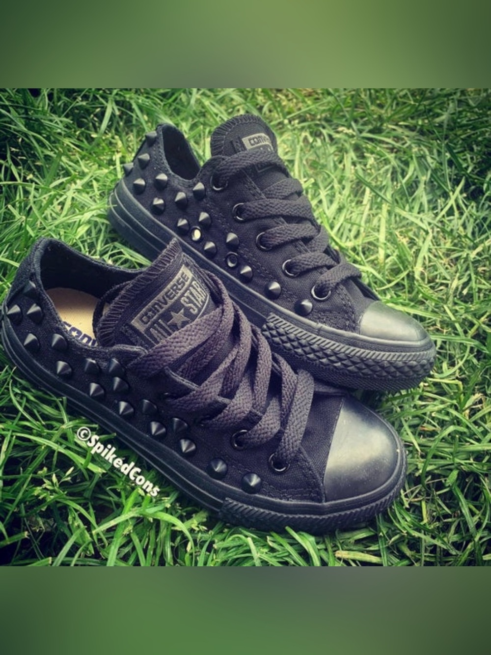 Converse Black Studded Low Top Sneakers (Spike Look)